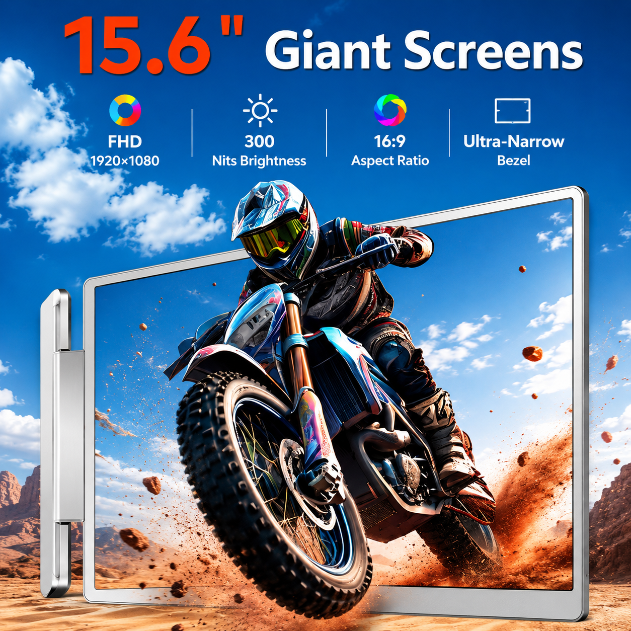 14” Triple Portable Laptop Monitor Extender – Dual IPS FHD Foldable Screens with 360° Rotation 7