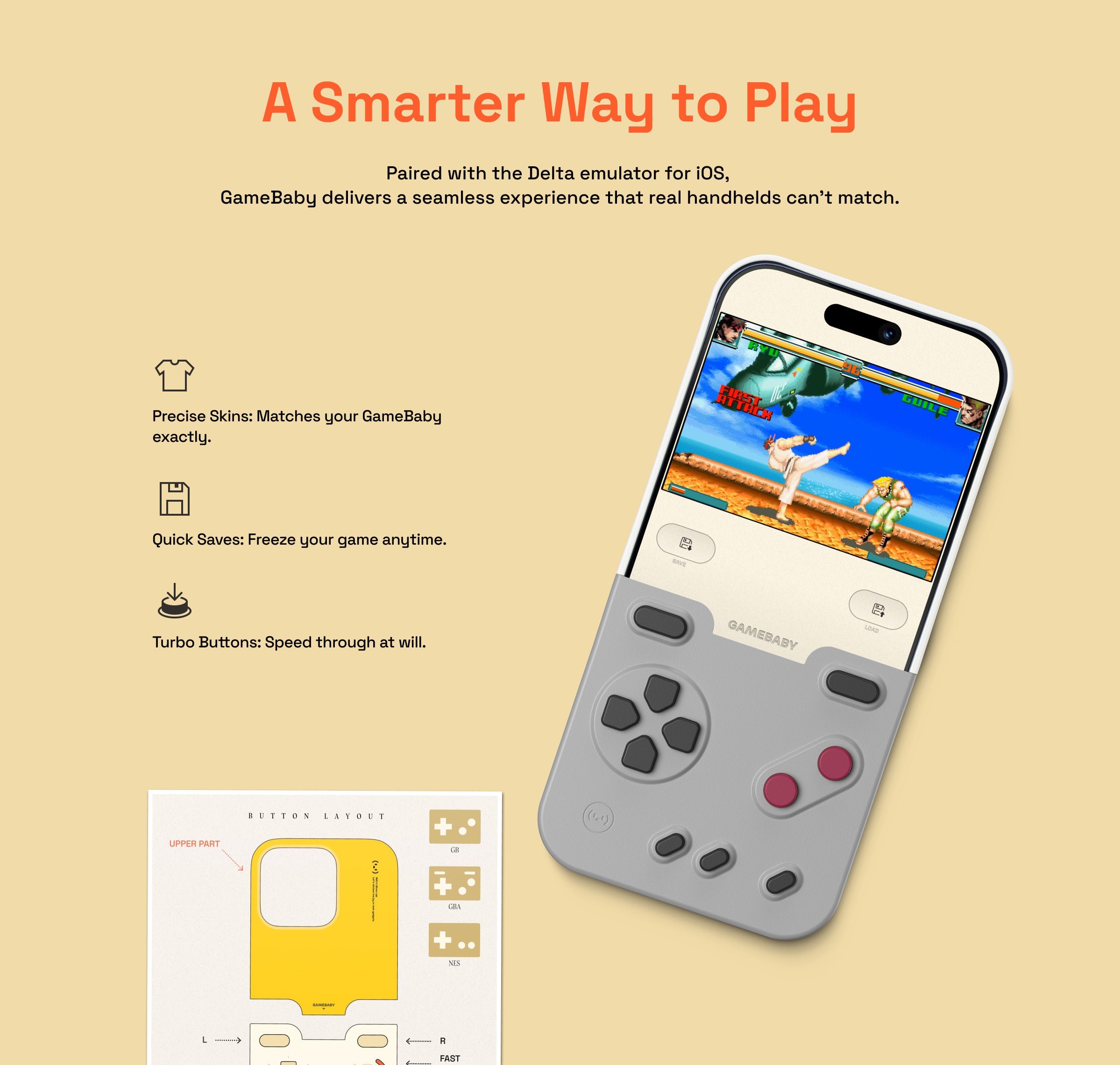 GameBaby Retro Gaming Phone Case – 4-in-1 Handheld Gaming Case for iPhone 3