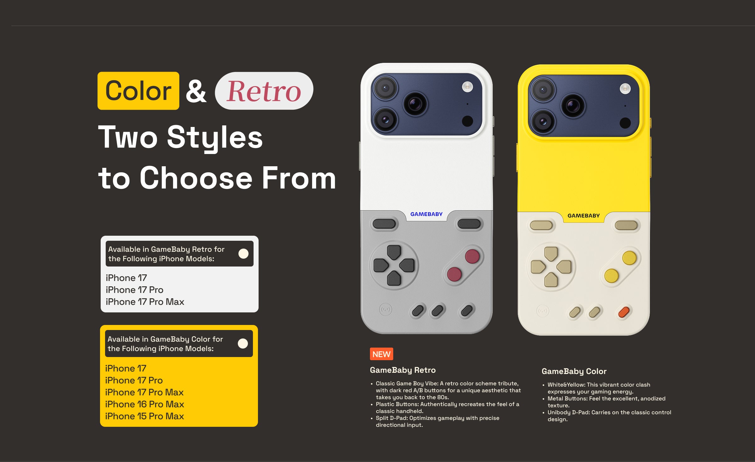 GameBaby Retro Gaming Phone Case – 4-in-1 Handheld Gaming Case for iPhone 7