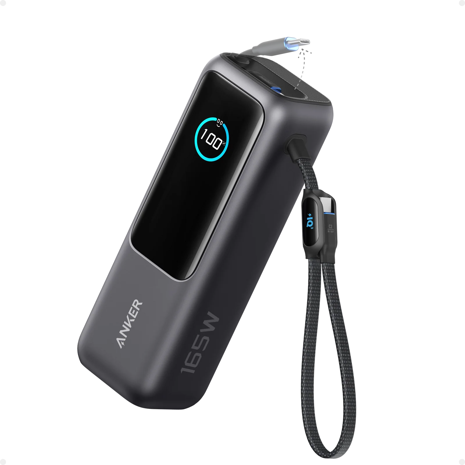 Anker 165W Power Bank with Built-in USB-C Cable – Fast Charging Portable Charger