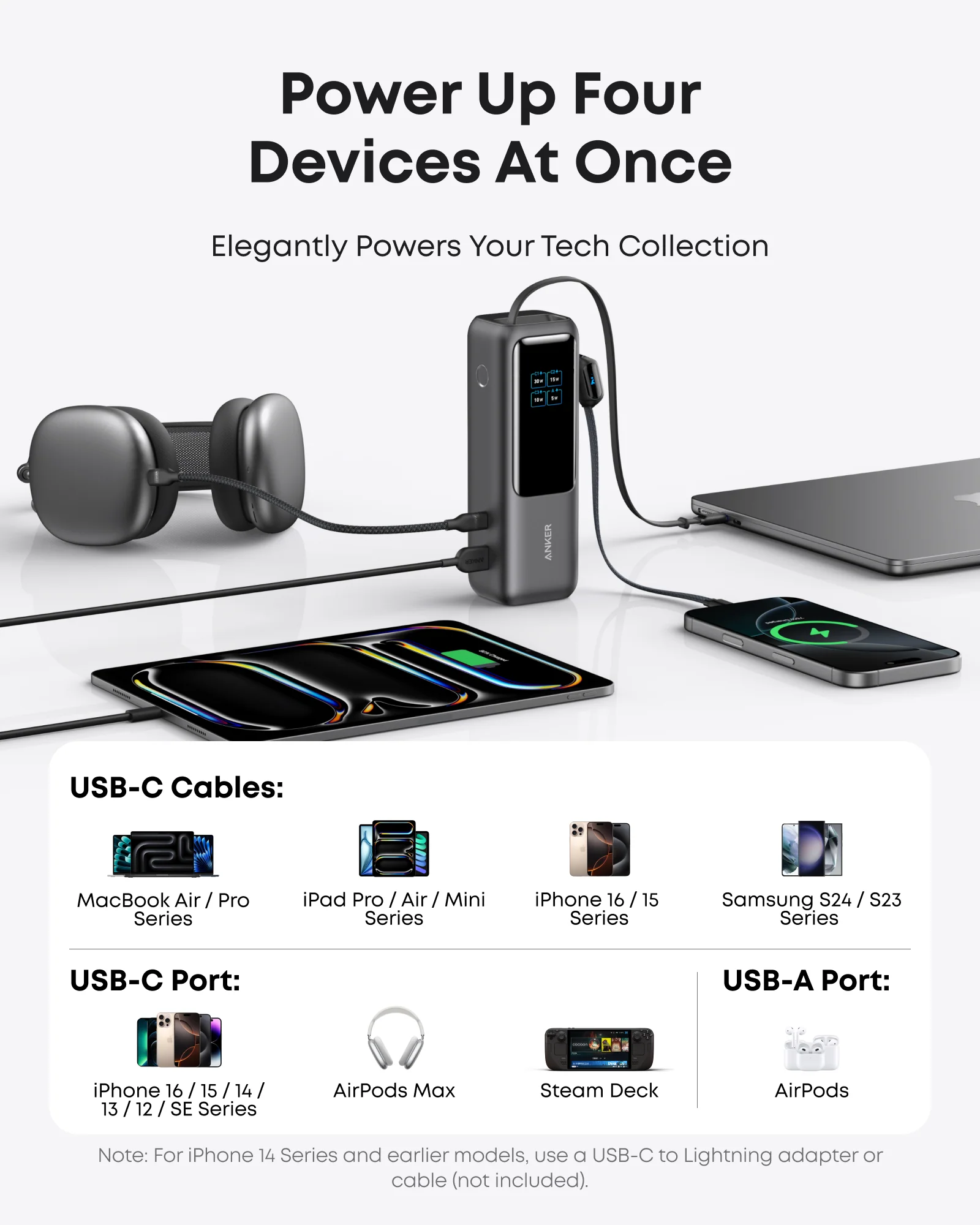 Anker 165W Power Bank with Built-in USB-C Cable – Fast Charging Portable Charger 4