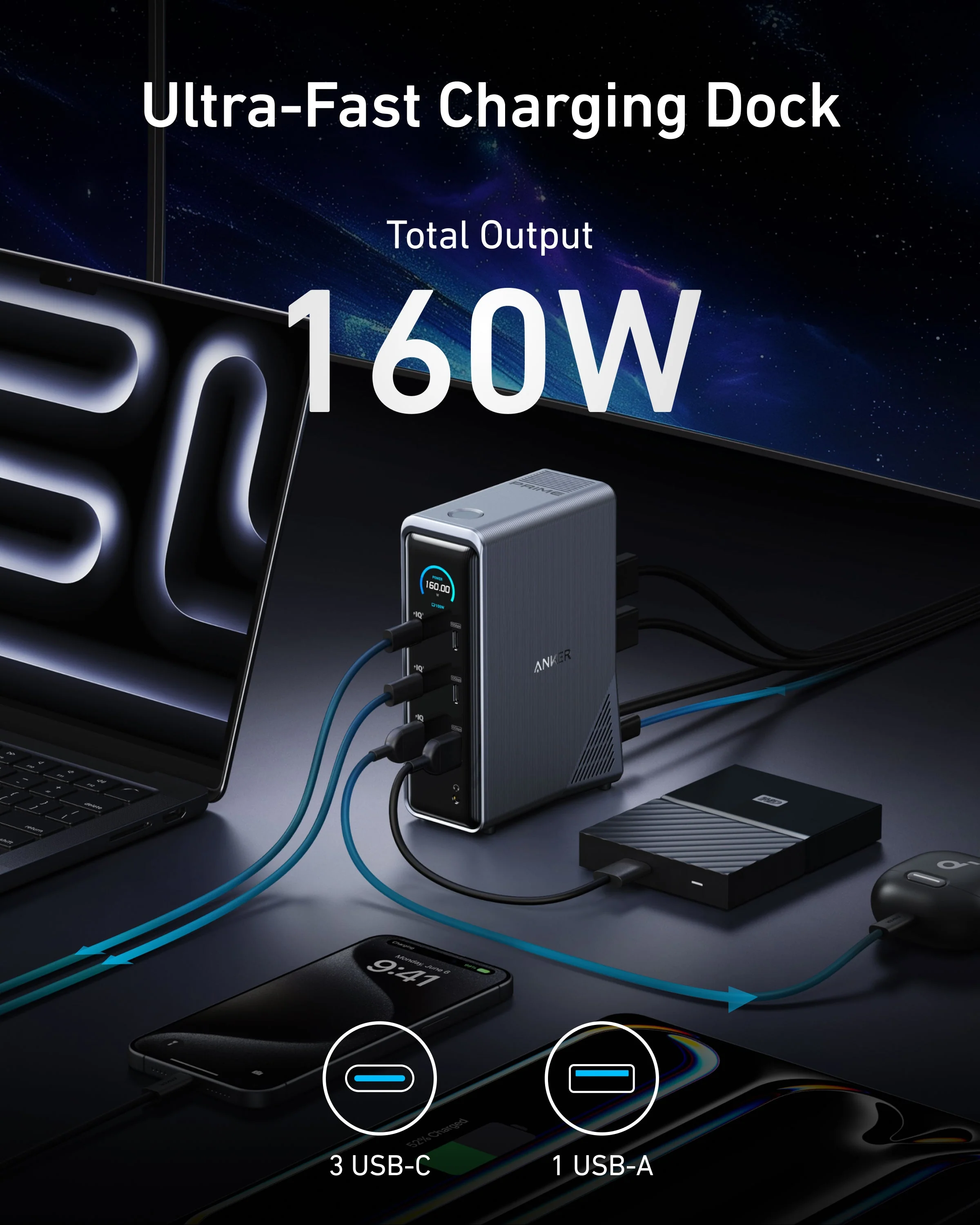 Anker Prime Charging Docking Station with 240W USB-C to USB-C Cable 7