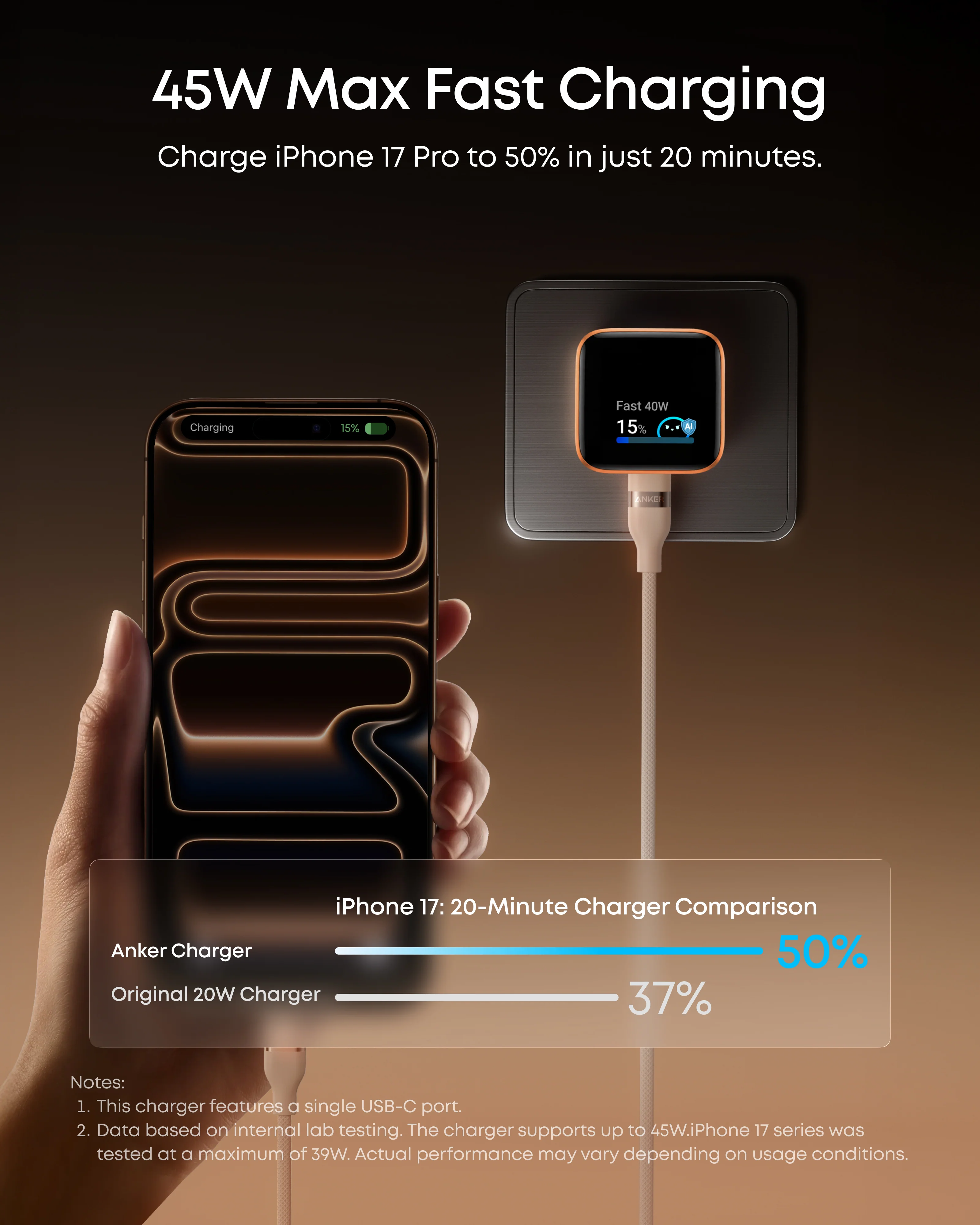 Anker Nano Charger (45W, Smart Display, 180° Foldable) – Ultra-Fast PD Charger for Laptops, Tablets & Smartphones 7