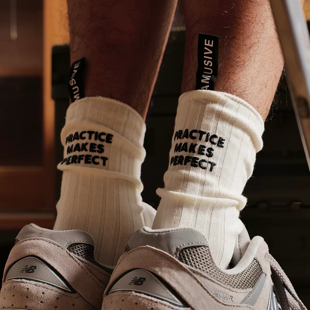 Unisex Motivational Crew Socks – "Practice Makes Perfect" Premium Cotton Athletic Socks | Casual, Sports & Streetwear