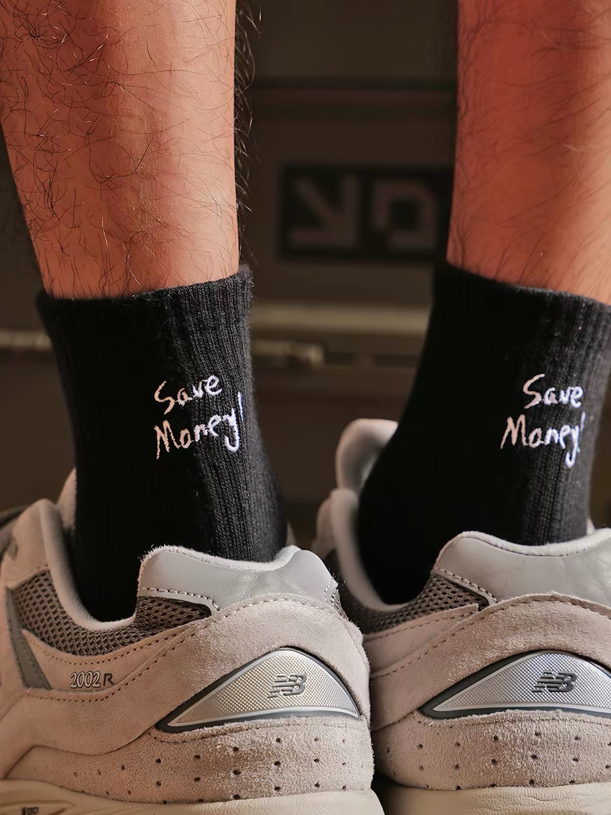 Unisex “Save Money” Embroidered Crew Socks – Premium Cotton Casual & Athletic Socks for Everyday Wear 2