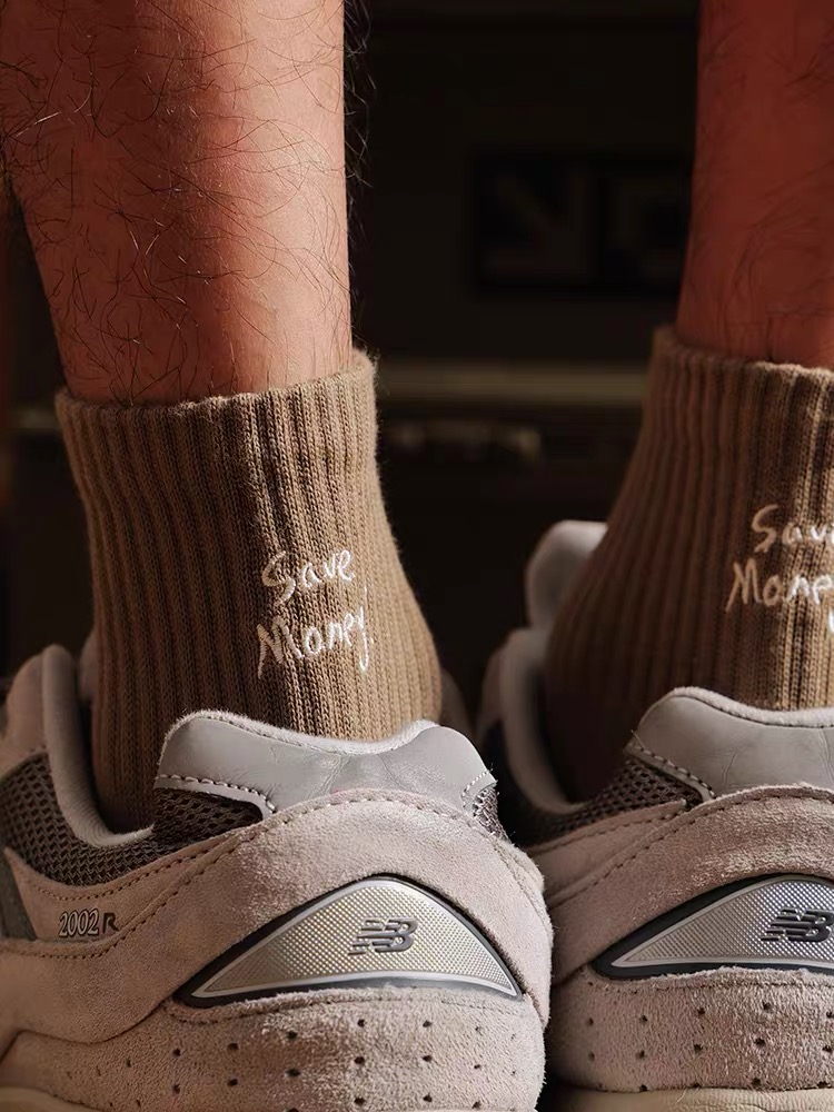Unisex “Save Money” Embroidered Crew Socks – Premium Cotton Casual & Athletic Socks for Everyday Wear 4
