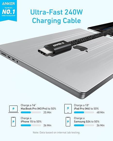 Anker Zolo 240W USB-C to USB-C Braided Fast Charging Cable 2